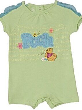 Vintage Disney - Baby Girls' Green and Aqua Pooh Romper